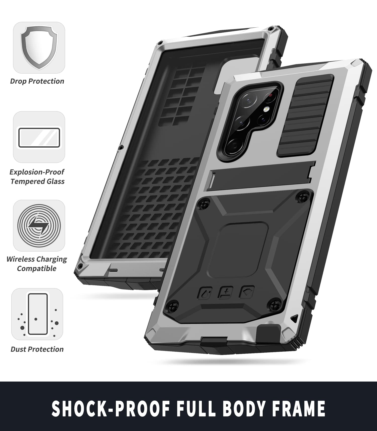 Samsung Galaxy S22 Ultra 5G Case, Aluminum Metal Gorilla Glass